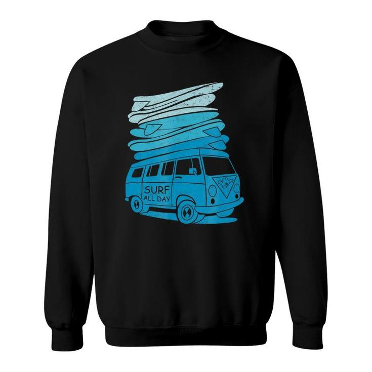 Surf All Day Vintage Style Graphic Sweatshirt