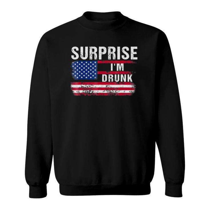 Surprise I'm Drunk Funny American Flag Drinking Sweatshirt