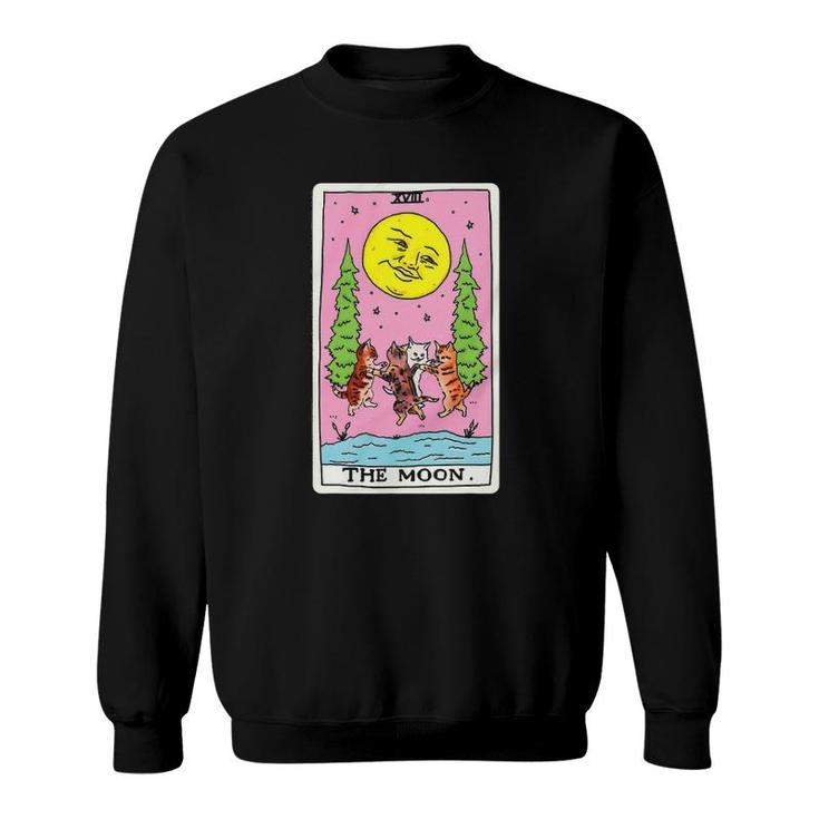 Tarot Card Crescent Moon And Cat Squad Graphic Sweatshirt