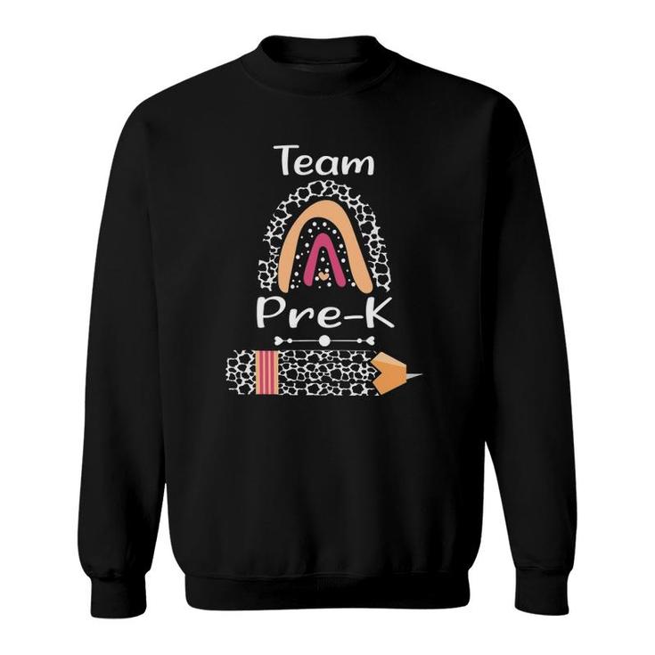 Team Pre-K Teacher Squad Cow Print Pattern Rainbow Sweatshirt