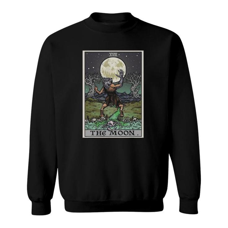 The Moon Tarot Card Halloween Werewolf Gothic Witch Horror Sweatshirt