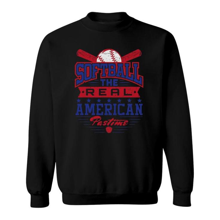 The Real American Pastime Patriotic Softball Player Sweatshirt
