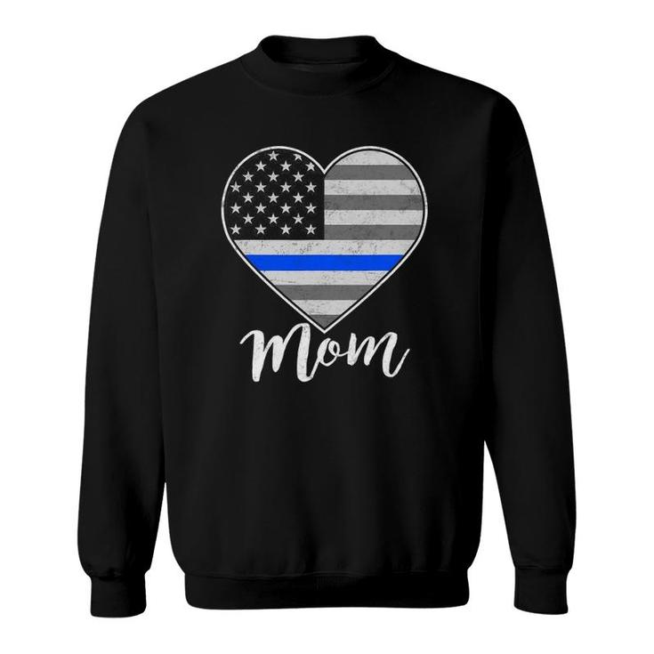 Thin Blue Line Us Flag Police Mom Love My Policeman Gift Sweatshirt