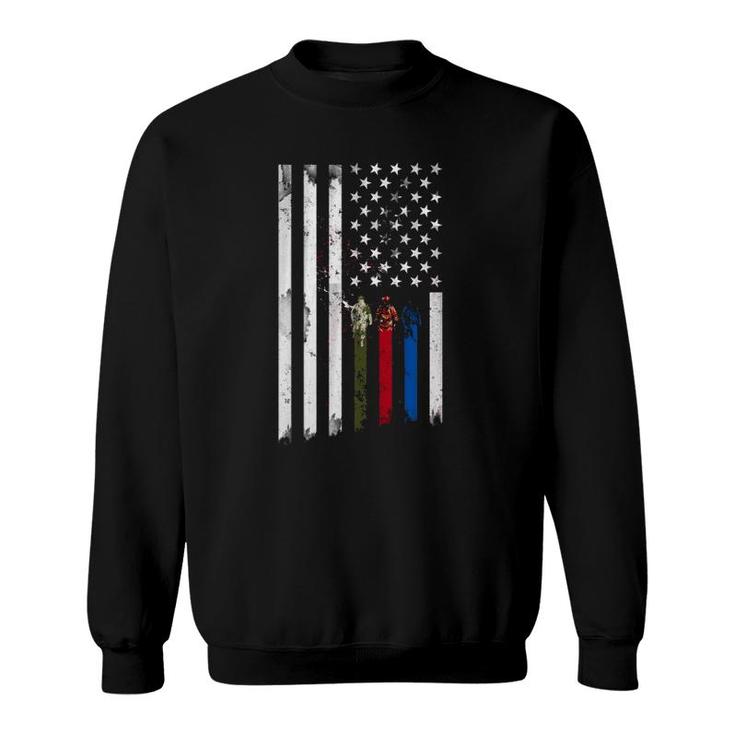Thin Green Red Blue Line American Flag Sweatshirt