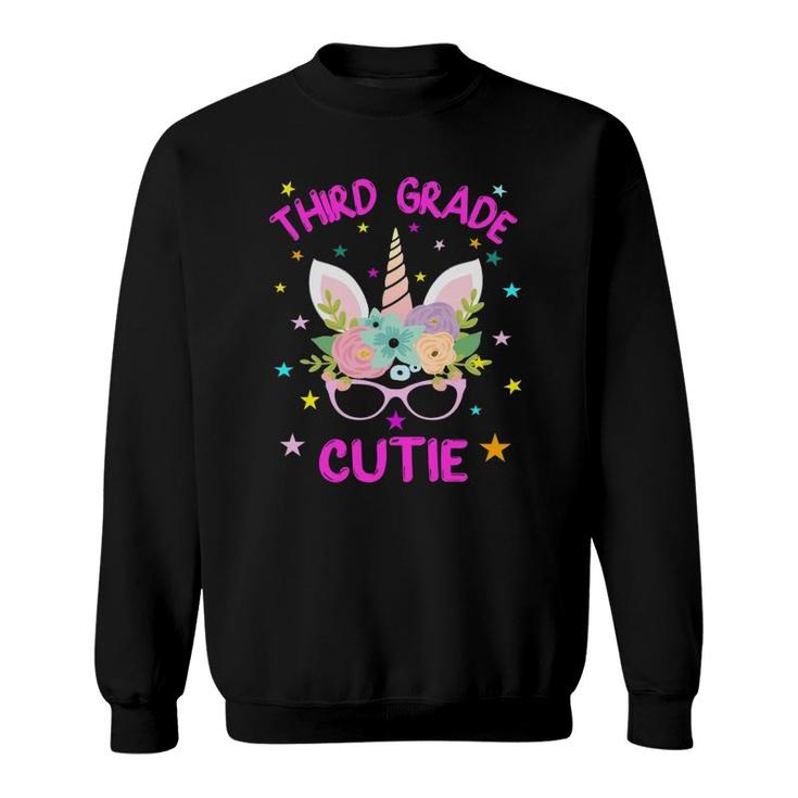 Third Grade Cutie Unicorn Face Lover 3Rd Grader Girl Gift Sweatshirt