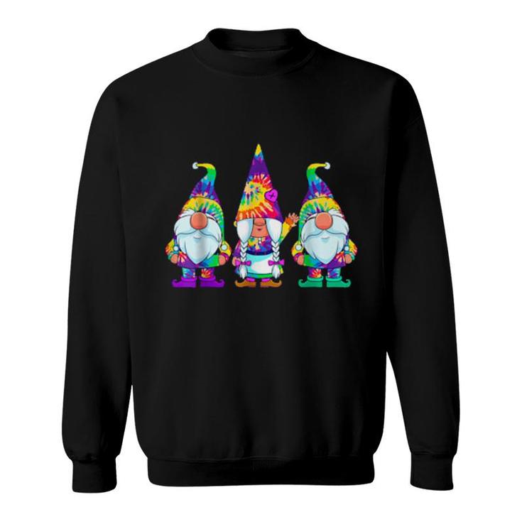 Three Hippie Gnomes Tie Dye Retro Vintage Hat Peace Gnome  Sweatshirt