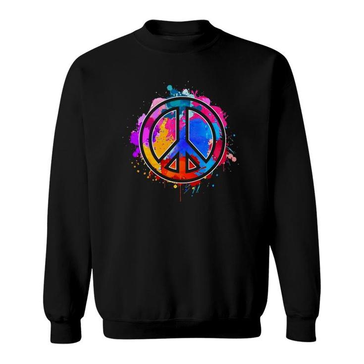 Tie Dye Flowered Peace Sign Graphic Hippie 60S 70S Retro Sweatshirt