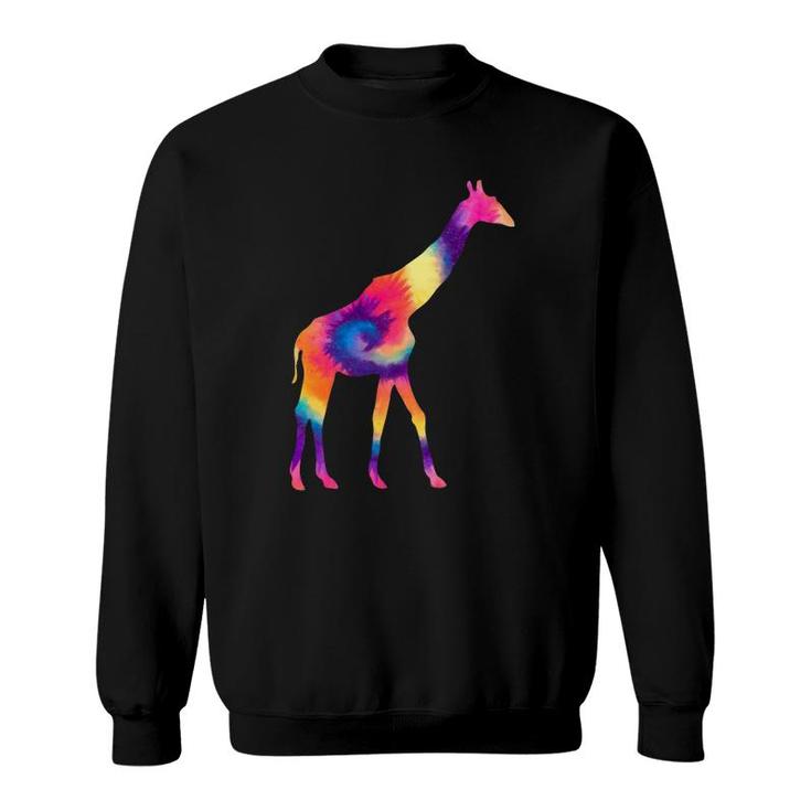 Tie Dye Giraffe Silhouette Art Safari Animal Sweatshirt
