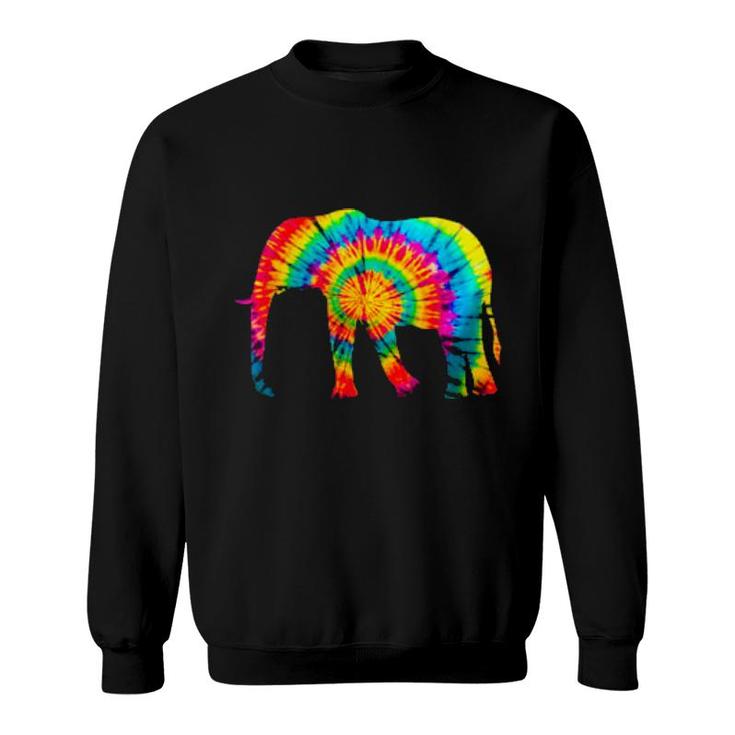 Tiedye Pattern And Tye Dye Colors And Animal Elephant Sweatshirt