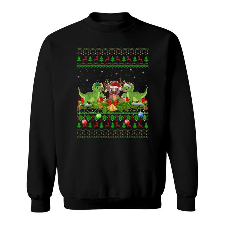 Triceratops Dinosaur Xmas Santa Ugly Triceratops Christmas Sweatshirt