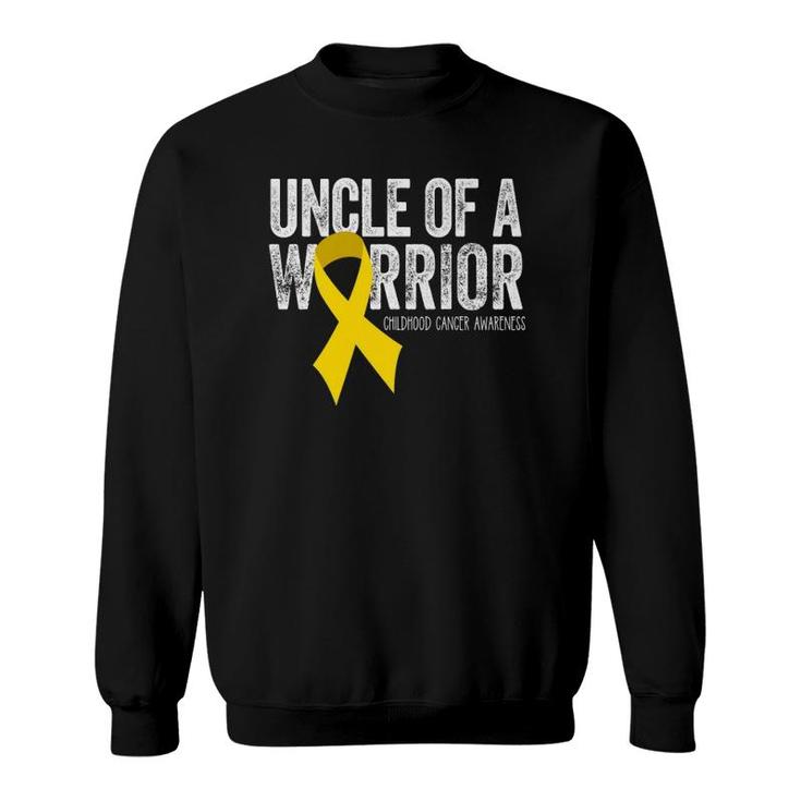 Uncle Of A Warrior Childhood Cancer  Dad Ribbon Sweatshirt
