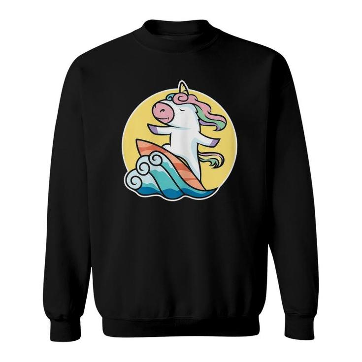 Unicorn Surfing Wave Surf Lovers Gift Sweatshirt