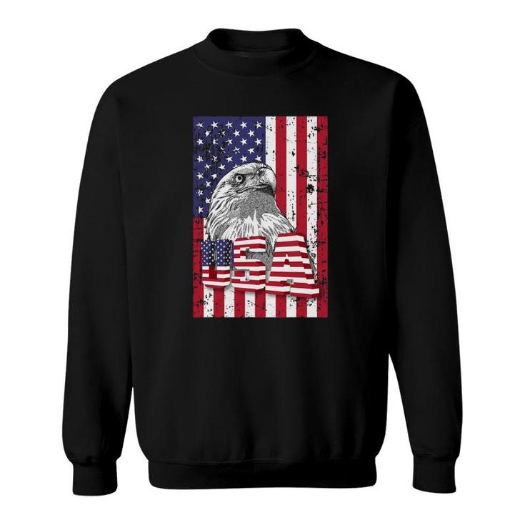 Us American Flag Bald Patriotic Eagle 4Th July American Flag Sweatshirt