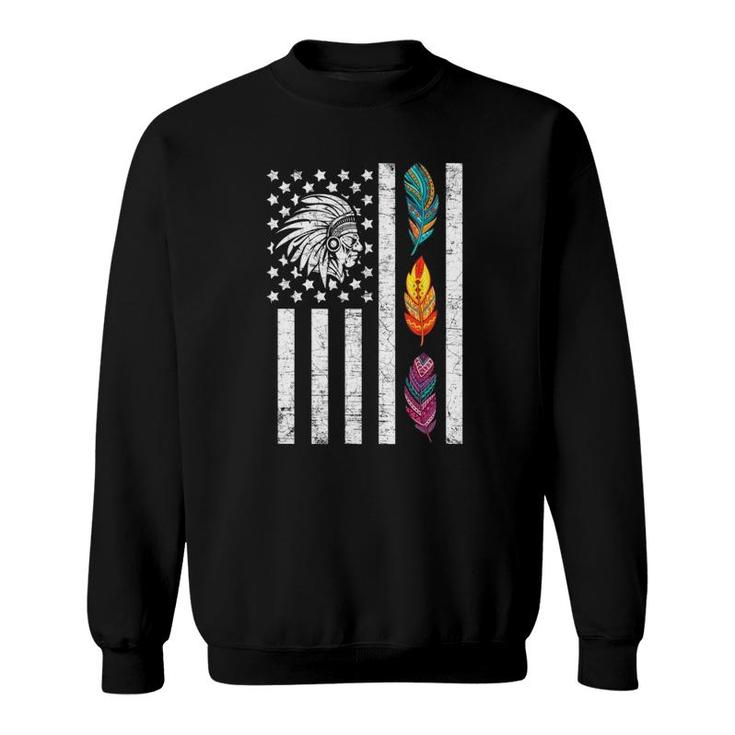 Usa Flag Feather Native American Heritage Day Indian Gift Sweatshirt