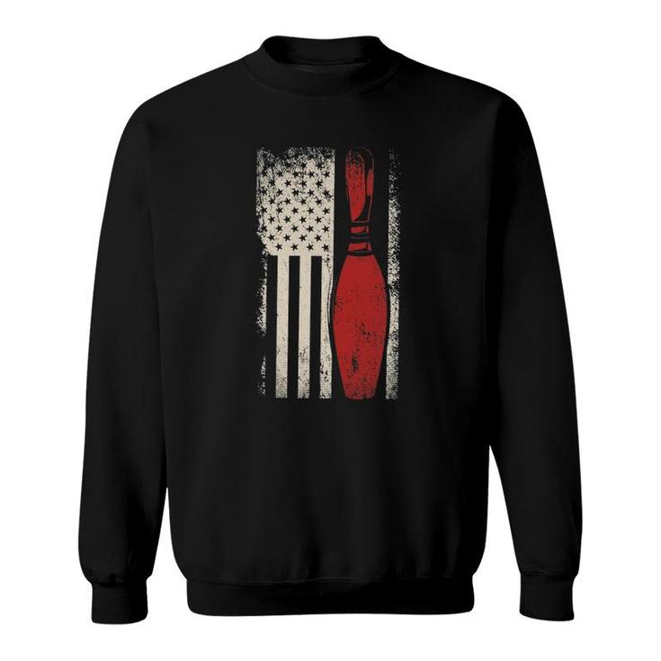 Usa Flag Patriotic American Bowler Gift Bowling Pins Bowling Sweatshirt