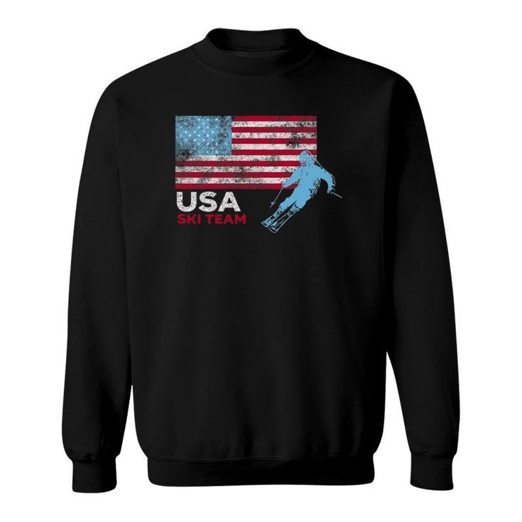 Usa Ski Team American Flag Skiing Usa Support The Team Tees Sweatshirt