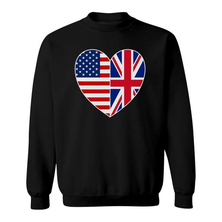 Usa Uk Flag Heart Tee Patriotic Fourth Of July Sweatshirt