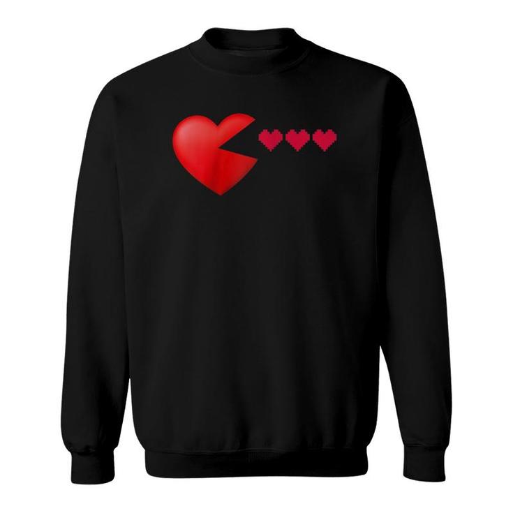 Valentine's Day Hearts Gamers Funny Boys Girls Kids Gift Raglan Baseball Tee Sweatshirt
