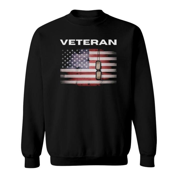 Veteran With American Flag & Dog Tags Sweatshirt