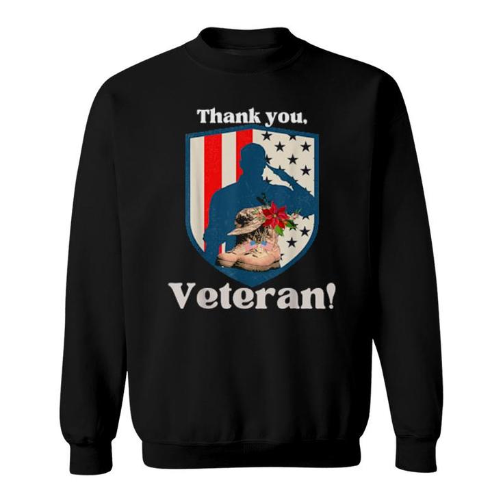 Veterans Day Military Boots Thank You Veteran Flag  Sweatshirt