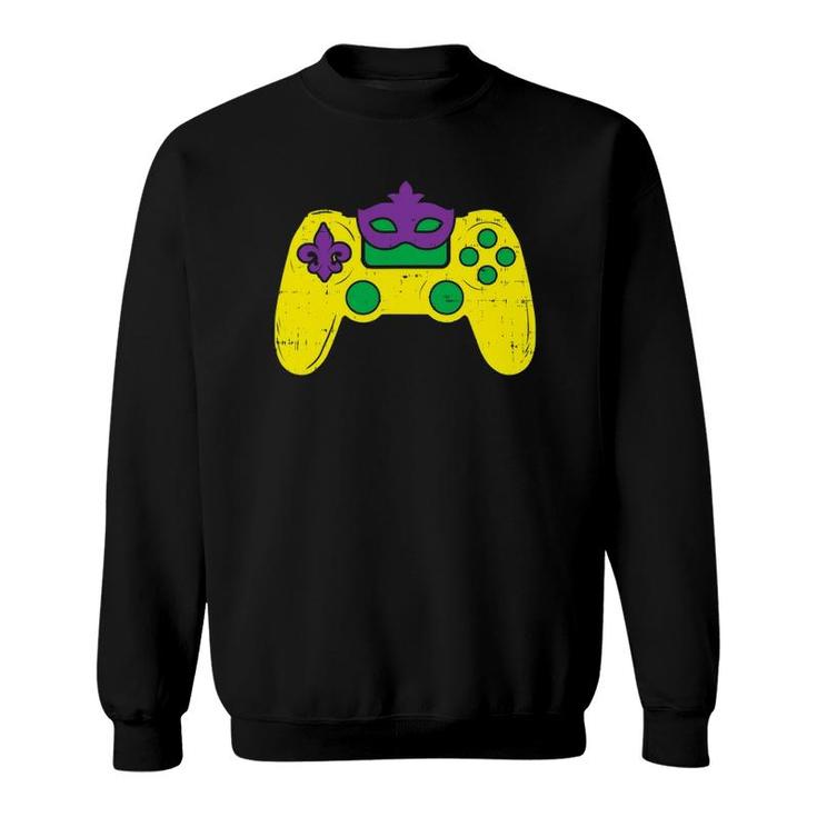 Video Game Controller Gamer Mardi Gras Boys Men Sweatshirt