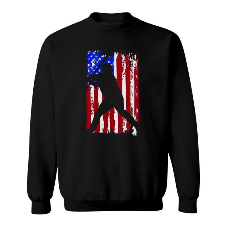 Vintage American Flag Baseball  Sweatshirt