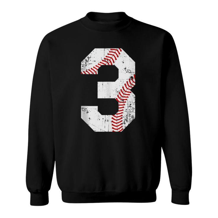 Vintage Baseball 3 Jersey Number  Sweatshirt