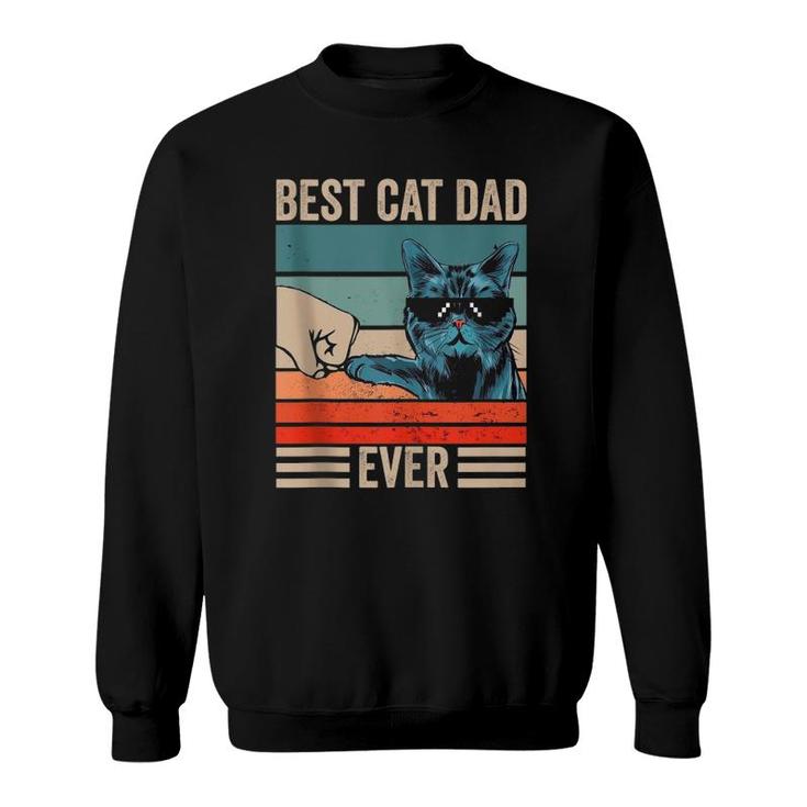 Vintage Best Cat Dad Ever Bump Fist Father's Day Gifts Tank Top Sweatshirt