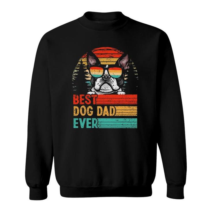 Vintage Best Dog Dad Ever Boston Terrier Dog Lover Sweatshirt