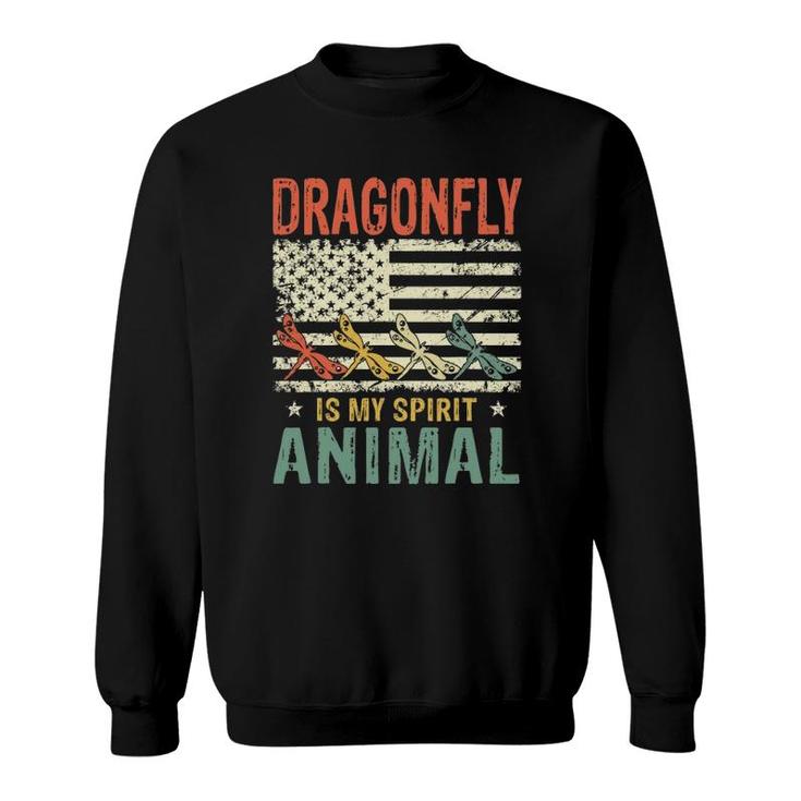 Vintage Dragonfly Is My Spirit Animal American Flag Sweatshirt