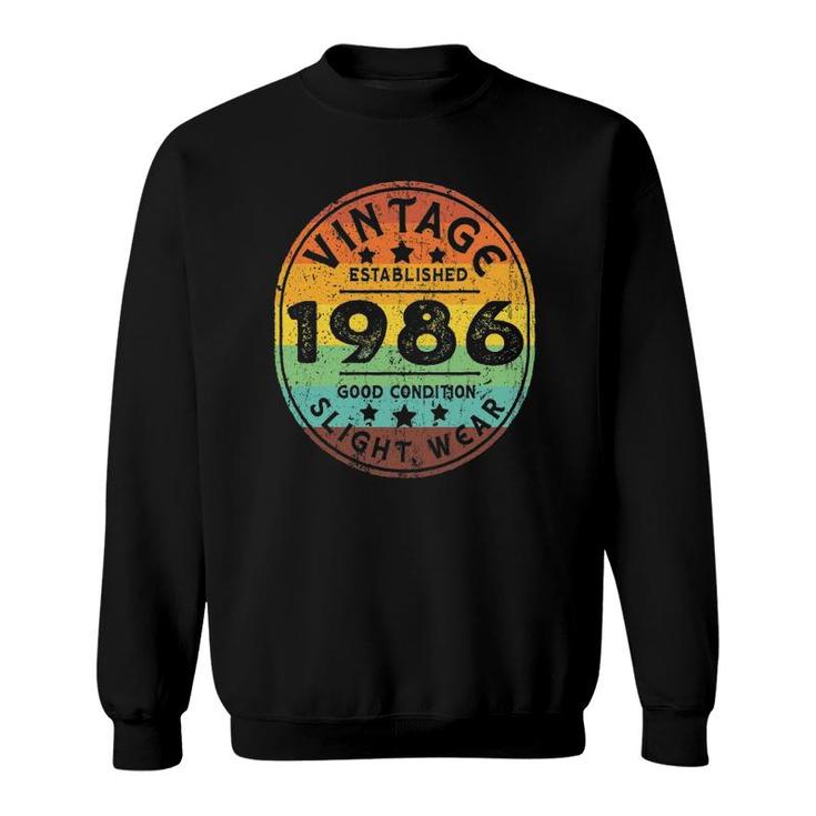 Vintage Established 1986 36Th Birthday Party Retro Men Sweatshirt