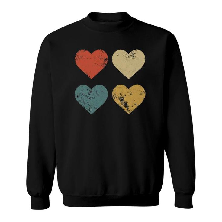 Vintage Hearts Cool Retro Valentines Day Gift For Women Men Sweatshirt
