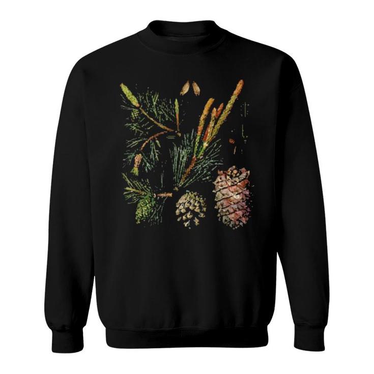Vintage Inspired Xmas Floral Elements Botanical Chart  Sweatshirt