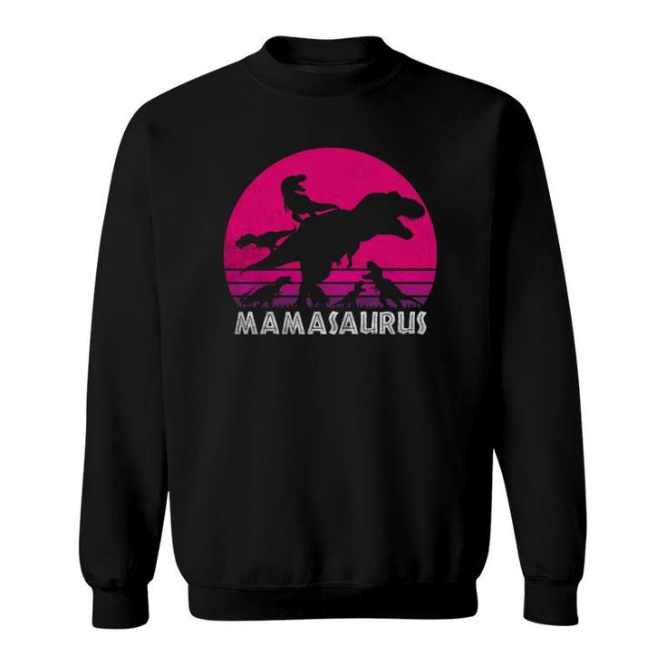 Vintage Mom Of 5 Kids Mamasaurus Sunset Gift For Mother  Sweatshirt