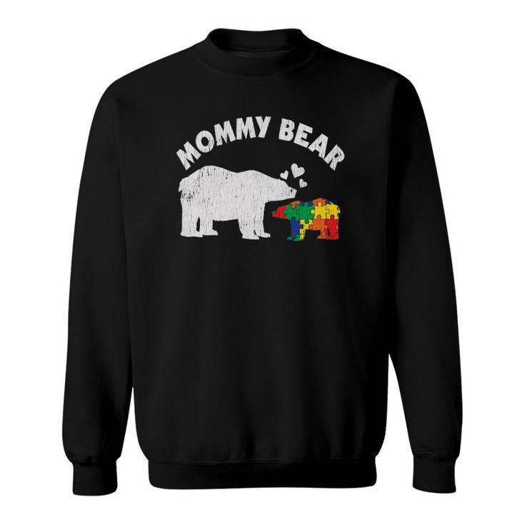 Vintage Mommy Bear Mother Autistic Kids Autism Awareness Mom  Sweatshirt