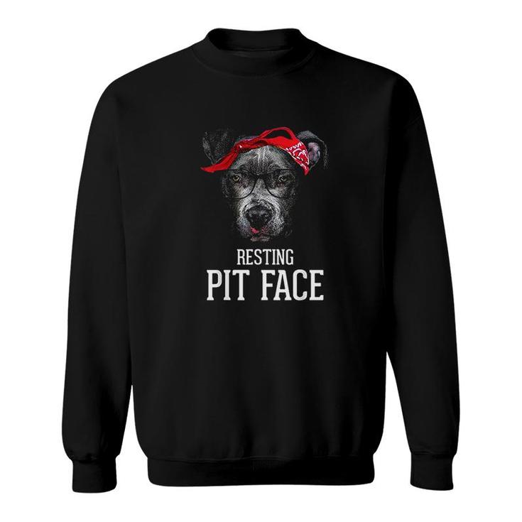 Vintage Pitbull Resting Pit Face  Funny Pitbull Lovers Dog Sweatshirt
