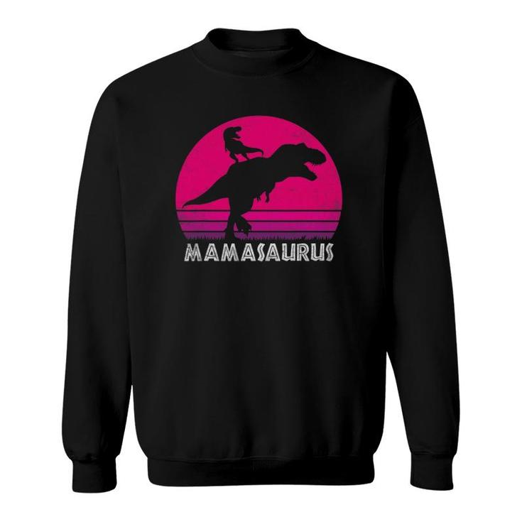 Vintage Retro 1 Kid Mamasaurus Sunset Funny Gift For Mother Sweatshirt