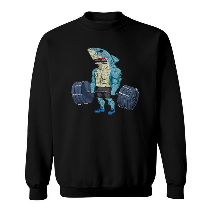 Vintage Shark Weightlifting Bodybuilder Muscle Fitness Sweatshirt