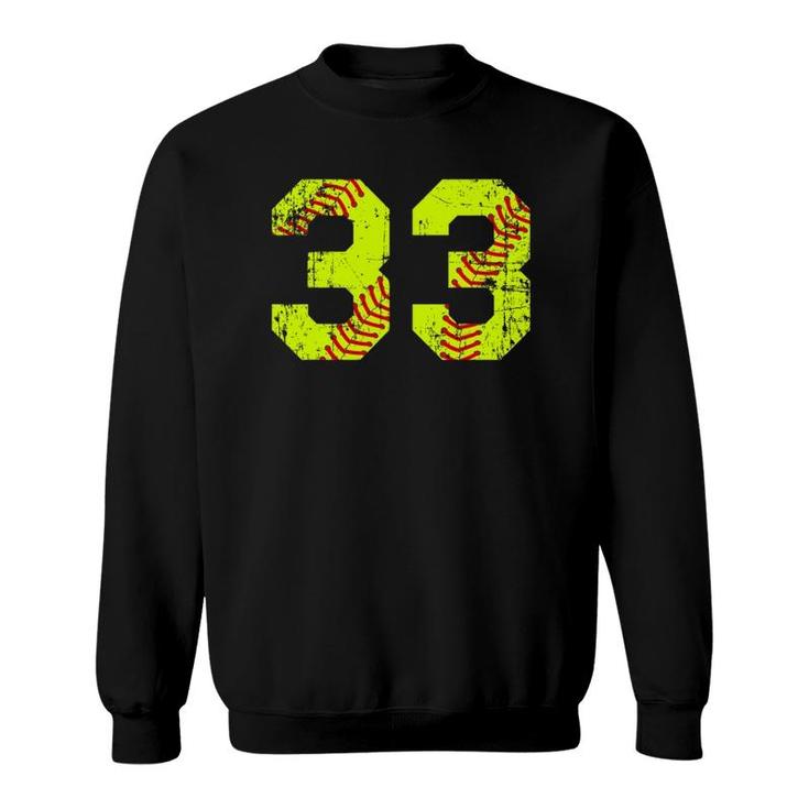 Vintage Softball 33 Jersey Number Sweatshirt