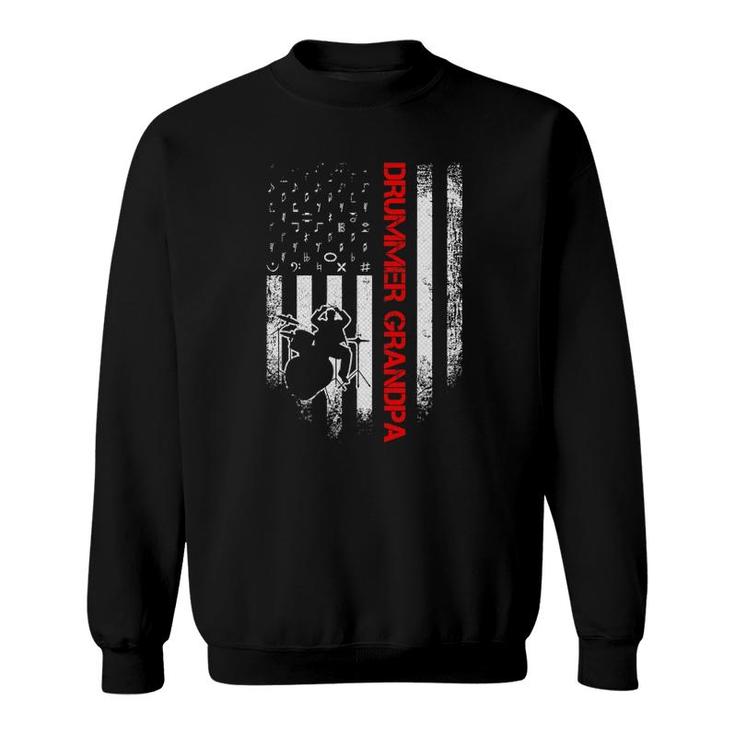Vintage Usa American Flag Drums Grandpa Drummer Silhouette Sweatshirt