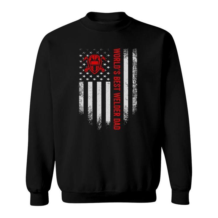 Vintage Usa American Flag World's Best Welder Welding Dad Sweatshirt