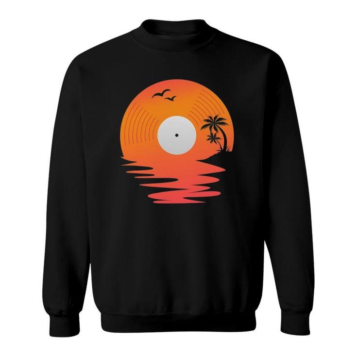 Vinyl Record Retro Disk Sea Beach Turntables Design For Dj Sweatshirt