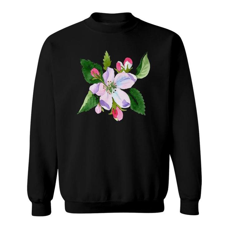 Watercolor Apple Blossom Flower Graphic Sweatshirt
