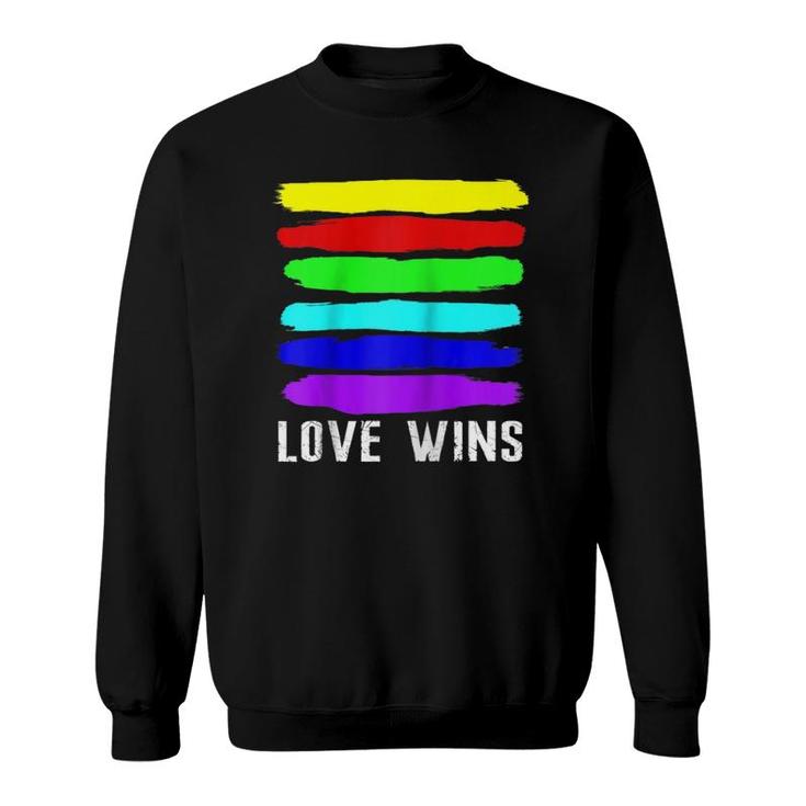 Watercolor Love Wins Rainbow Paint Flag Gifts Raglan Baseball Tee Sweatshirt