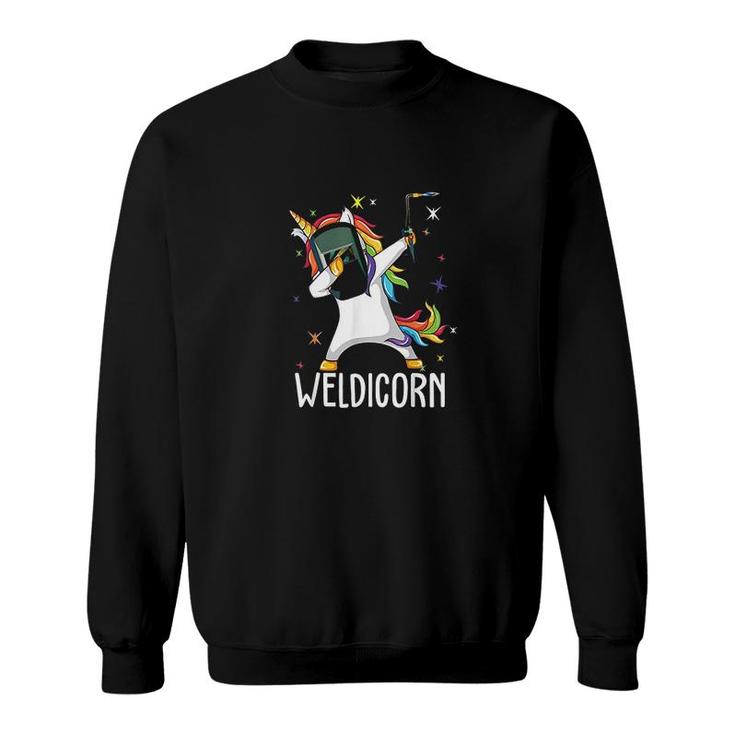 Weldicorn Funny Welder Unicorn Dabbing Sweatshirt