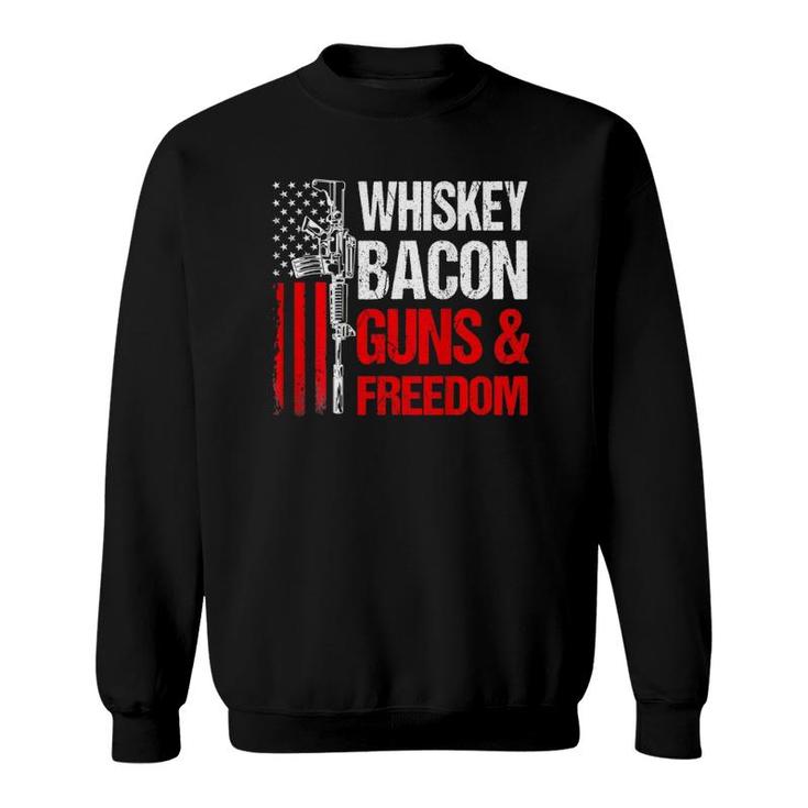 Whiskey Bacon Guns Freedom On Back Us Flag Dad Grandpa Sweatshirt