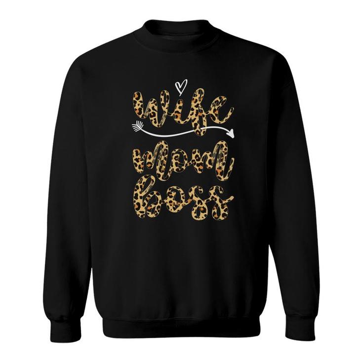 Wife Mom Boss Funny Gift Leopard Plaid Sweatshirt