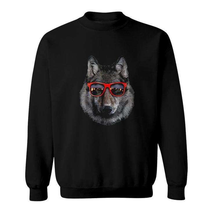 Wolf In Retro Sunglass Frame Sweatshirt