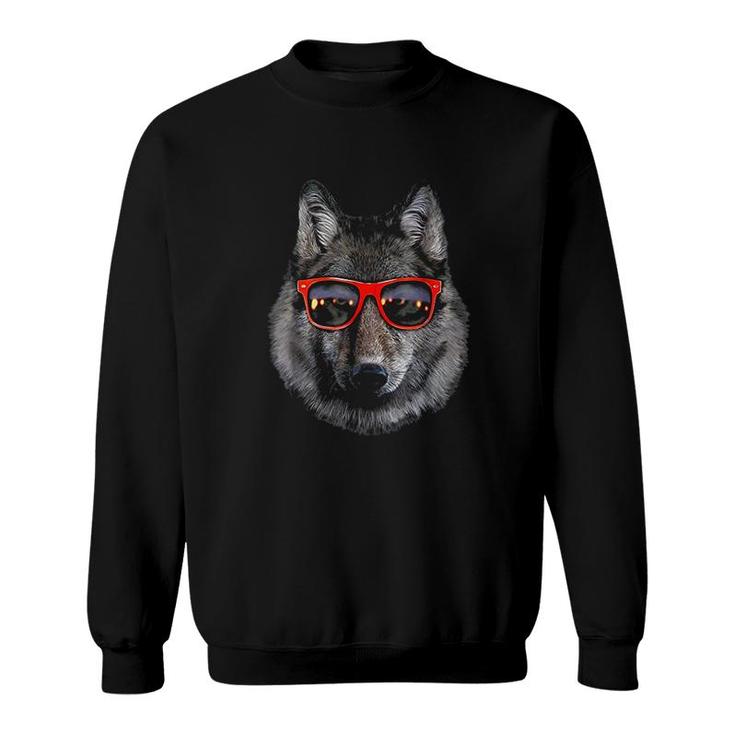 Wolf In Retro Sunglass Frame Wolves Sweatshirt