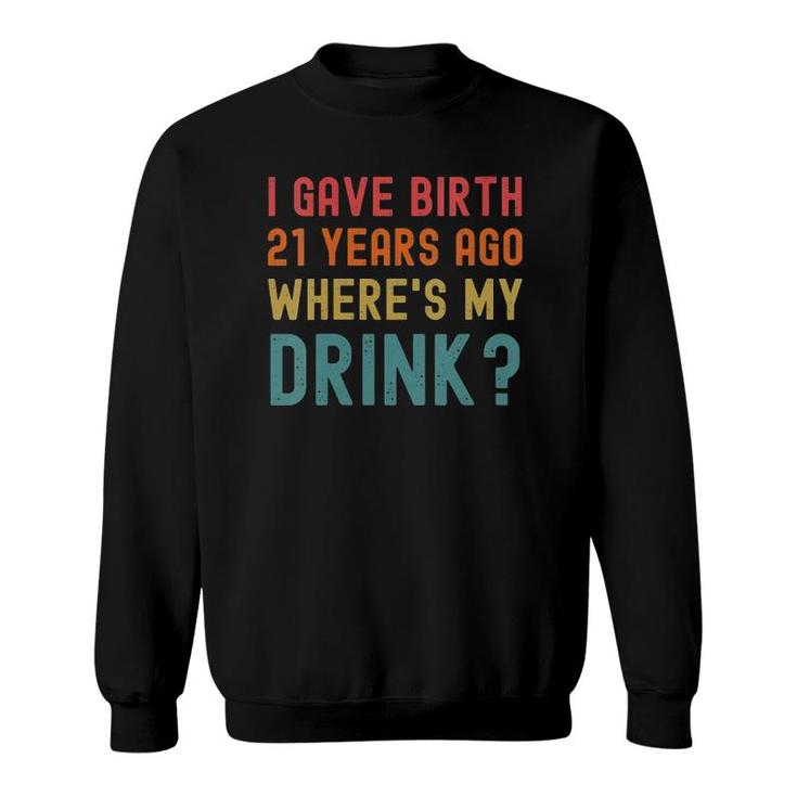 Womens 21St Birthday Party Mom Dad 21 Years Old Child Son Daughter V-Neck Sweatshirt